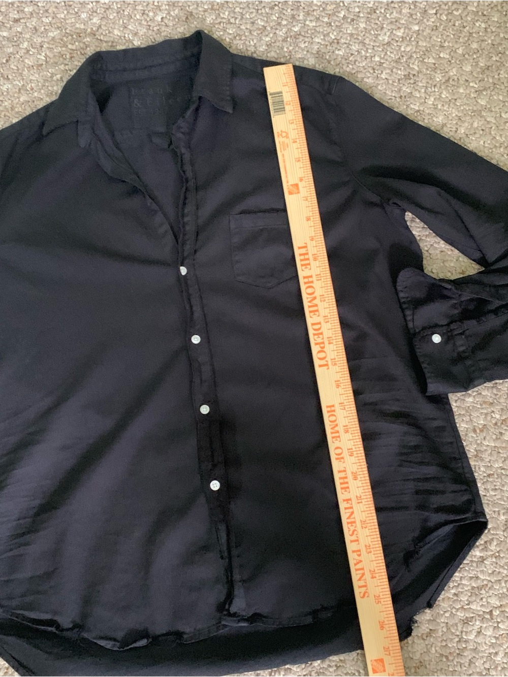 Frank & Eileen EILEEN Famous Top Button Up Long Sleeve Shirt Black Distressed - Picture 14 of 16